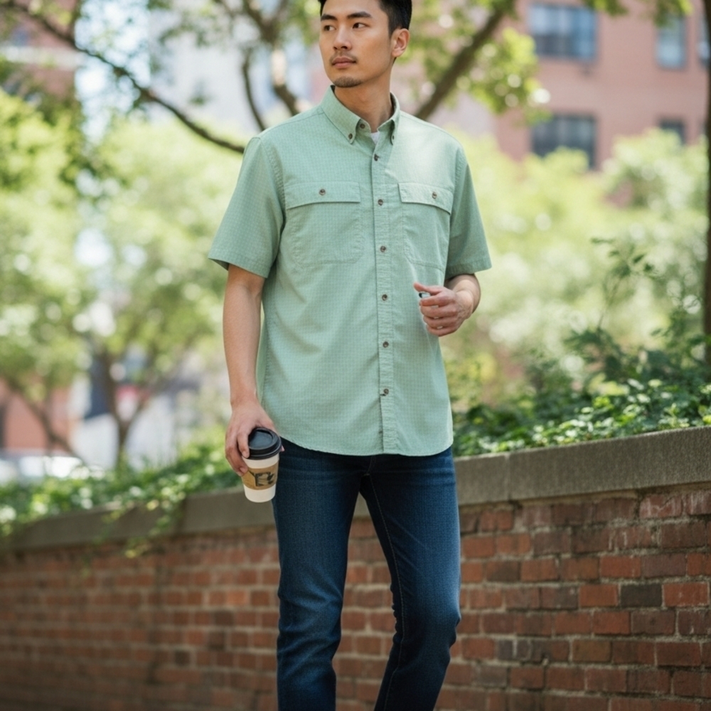 Solaris Outdoors Men’s Vented Fishing Shirt XL Mint Green Short Sleeve